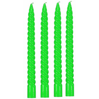 Kuber Selection 4 Pcs Designer Green Spiral Pillar Candle 10 inch Long for Party,Daily use, Candle (Pack of 4 Pcs/ 10 Inch, Green Spiral)