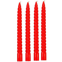 Kuber Selection 8 Pcs Designer Red Spiral Pillar Candle 10 inch Long for Party,Daily use, Candle (Pack of 8 Pcs)