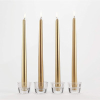 Kuber Selection 12 Pcs 9.5 Inch Designer Golden Taper Pillar Candle 9.5 inch Long for Party,Daily use, Candle (Pack of 12 Pcs, Matellic Golden)