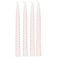 Kuber Selection 4 Pcs Designer White Spiral Pillar Candle 10 inch Long for Party,Daily use, Candle (Pack of 4 Pcs/ 10 Inch, White Spiral)