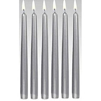 Kuber Selection Pack of 6 Pcs 9.5 Inch Designer Premium Silver Taper Pillar Candle 9.5 inch Long for Party,Daily use, Candle (Pack of 6 Pcs, Silver)