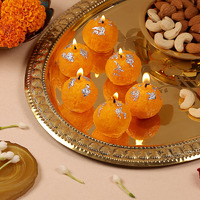 Prosperro Lumo By Parkash Candles Premium Ladoo Candle || Hand Poured || Motichur Laddoo Candles || Decorative Candle 100% Paraffin Wax || Set Of 6 - Unscented