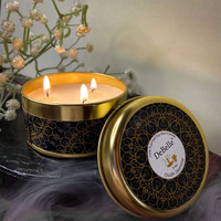 DeBelle Luxe Scented Soy Wax Candle - Oudh Jasmine | Upto 14 Hours| Best Gift, Decoration, Celebration Floral| Reusable Tin| Travel friendly Scented Candle