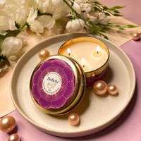 DeBelle Luxe Scented Soy Wax Candle - Lavender & Fresh Herbs | Upto 14 Hours| Best Gift, Decoration, Celebration, | Floral| Reusable Tin| Travel Friendly Scented Candle