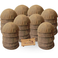 Coco Land Coconut Shell Finished Bowl (Small Size Pack of 40) (7-8 CM Diameter) 100 ml Decorative Pots/Showpieces/Candle Making Bowl/Handicraft/Agro Craft