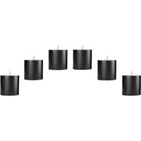 AuraDecor Pillar Candle | Size 2x2 Inch | Unscented, Smokeless, Dripless Pillar Candle | 15 Hours Burning Time | White Candle | Home Decor | Spa Candle (Pack of 6) (Black)