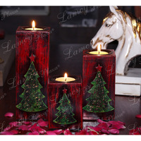 Lamcy Plaza Wooden Pillar Tealight Holder for Home Decor | Decorative Showpieces | Candle Light Dinner Decor | Tealight Candle Holder for Living Room | Table Decor | Set of 3 |