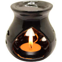 KC Kullicraft Black Ceramic Aroma Diffuser Oil Burner Clay Lamp Wax Warmer Tea Light Holder for Home Dcor (Free 1 Candle Tea Light)
