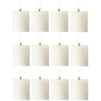 AuraDecor Unscented White Pillar Candle | 2x2 Inch Size || Smokeless & Dripless Candle || 10 Hours Burning Time || Decoration, Best Gift, Celebration & Everyday use (White, Pack of 12)
