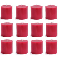 AuraDecor Unscented Red Pillar Candle | 2x2 Inch Size || Smokeless & Dripless Candle || 10 Hours Burning Time || Decoration, Best Gift, Celebration & Everyday use (Red, Pack of 12)