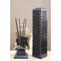 KC KULLICRAFT Marble Incense Stick Holder Agarbatti Stand Candle Burner/Handmade Black Carving Soapstone for Home Decor(Square)