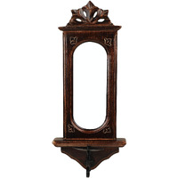 Karigar Creations Jharokha Mirror Reflection Candle Holder Home Decor Items Wall Mirror for Living Room Decorative Items Entry Door Decoration 17x7 Inch Brown