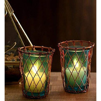 Quace Iron Cage Glasses Candle Holder - Set of 2