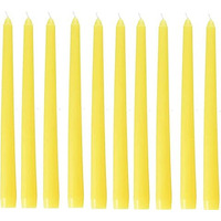 Kuber Selection Candles: Pack of 10 Yellow Taper Candle, Long Household Candle (8 Inch) (19mm) (Pack of 10) (Yellow)