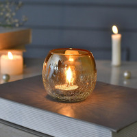 CraftVatika Decorative Votive Glass Tealight Candle Holder Set, Cracked Glass Base Votive Candle Holder for Dinner Birthday Home Decor Wedding Bedroom Christmas (1 Pcs)