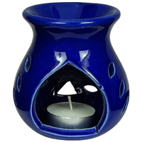 Mkd2 Rise Ceramic Candle Operated Oil Burner Aroma Diffuser for Room Fragrance (Blue)