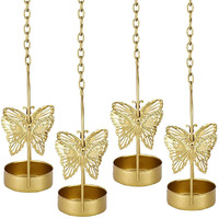 CraftVatika Metal Hanging Butterfly Tealight Candle Holder (Pack of 4)