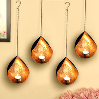 TIED RIBBONS Pack of 4 Wall Hanging Tealight Candle Holders Metal Wall Sconce - Christmas Decorations Items for Home Decor Wall Office Hall Restaurant Gifting