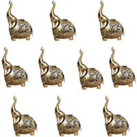 CraftVatika Elephant Showpiece Statue Iron Tea Light Candle Holder Lantern Stand for Home Living Room Decoration (10 Pieces)
