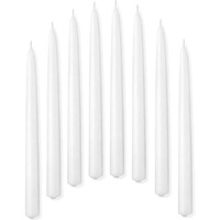 Kuber Selection Candles: Pack of 10 Pcs 8 Inch 19mm Premium Pure White Taper Candle, White Stick Candles, White Spell Candles, White Long Household Candle (8 Inch) (19mm) (Pack of 10 Pcs) (White)