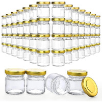 EVATTA Small Glass Jars with lid 50 ml - 96 Pieces Clear | Round Shape | Golden Airtight Metal Lid | mini glass jars | Mini Mason Jars for Candle Making Gifts Wedding Spice Jars Party Favors