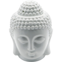 Peepalcomm Ceramic Buddha Head Oil Burner Candle Holder Aroma Diffuser (White Buddha)
