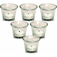 Pure Source India Glass Votive Tealight Candle Holders - Living Room Side Table Home Decoration (Glass, Pack of 6, Clear)