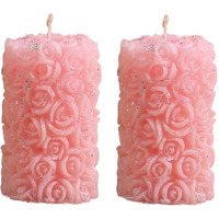 Rose Flower Shape Candle for Home Decor | Romantic Fragrance Candles | Smoke-Free Pillar Candle | Romantic Night (Pack of 2, Pink)