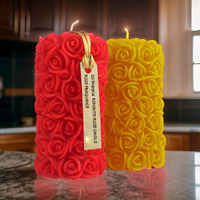 Rose Flower Shape Candle for Home Decor | Romantic Fragrance Candles | Smoke-Free Pillar Candle | Romantic Night (Pack of 2, Red & Yellow)