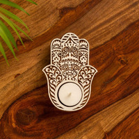 ExclusiveLane Radiant Palm Hand-Carved Block Tea-Light Holder (Sheesham Wood) - Decorative Tea Light Candle Holder for Home Dcor Votive Tea Light Holder T Lite Candle Stand for Home Decoration