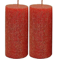 Kuber Selection Pack of 2 Pcs 2  6 Each Premium Rose & Gold Big Non Scented Pillar Candle (2 Inch x 6 Inch Each) (Pack of 2 Pcs/ 2  6 Each, Rose & Gold)