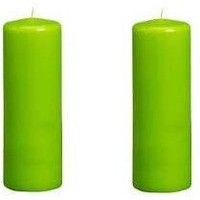 Kuber Selection Pack of 2 Pcs 2 Inch x 6 Inch Each Premium Each Parrot Green Big Non Scented Pillar Candle (2  6 Each) (Parrot Green)