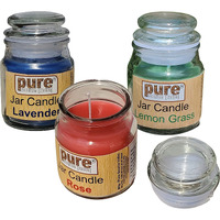Pure Source India Wax Jar Candle, Pack of 3, Lavender;Lemon Grass;Rose, Multi Color, 6 x 8.9 cm