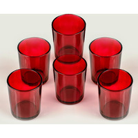 TIED RIBBONS Set of 6 Votive Glass Tealight Candle Holders Glass Votive - Decorations Items for Home Decor Table Restaurant Gifts (Glass, Red, 6 Cm X 5 Cm)