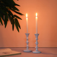 Voidrop Pillar Candle Holder,Taper Candle Holder for Retro Candleholder, Formal Events, Wedding, Church, Holiday Dcor, Dinning Table Centerpiece Candles -Set of 2 (White)