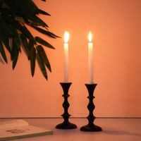 Voidrop Pillar Candle Holder,Taper Candle Holder for Retro Candleholder, Formal Events, Wedding, Church, Holiday Dcor, Dinning Table Centerpiece Candles -Set of 2 (Black)