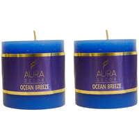 AuraDecor 2.5inch * 2.5 inch Fragrance Pillar Candle (Pack of 2) || Spa Candle || Home Dcor Candle || Romantic Candle || Candles for Aromatherapy || Burning Time 30 Hours (Ocean Breeze)