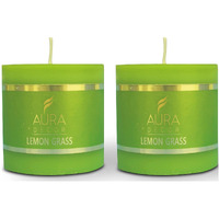 AuraDecor 2.5inch * 2.5 inch Fragrance Pillar Candle (Pack of 2) || Spa Candle || Home Dcor Candle || Romantic Candle || Candles for Aromatherapy || Burning Time 30 Hours (Lemon Grass)