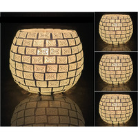 bianco T-Light Mosaic Candle Holder for Home Decoration Mosaic Glass, for Bedroom, Office, Living Room, Dining Table, Festive Lights Decoration (Pack of 4)