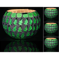 bianco T-Light Mosaic Candle Holder for Home Decoration Mosaic Glass, for Bedroom, Office, Living Room, Dining Table, Festive Lights Decoration (Pack of 4)