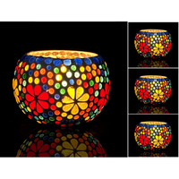 bianco T-Light Mosaic Candle Holder for Home Decoration Mosaic Glass, for Bedroom, Office, Living Room, Dining Table, Festive Lights Decoration (Pack of 4)