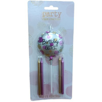 Festiko Pink Foil Balloon Shaped Birthday Candle with Holders, Happy Birthday Candle, Candles for Cake Decoration