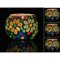 bianco T-Light Mosaic Candle Holder for Home Decoration Mosaic Glass, for Bedroom, Office, Living Room, Dining Table, Festive Lights Decoration (Pack of 4)