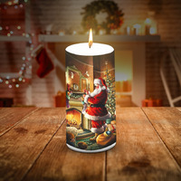 AuraDecor Unscented Santa Aag Wala Candle || 3 * 6 inch Pillar Candle || White Candle || Xmas Candle || Aag wala Santa Candle