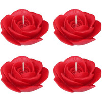Shraddha Creation Floating Rose Decorative Smokeless Candle, Red Color with Rose Fragrance (Set of 4)