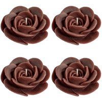 Shraddha Creation Floating Rose Decorative Smokeless Candle, Brown Color with Chocolate Fragrance (Set of 4)