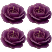 Shraddha Creation Floating Rose Decorative Smokeless Candle, Purple Color with Lavender Fragrance (Set of 4)
