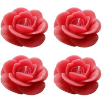 Shraddha Creation Floating Rose Decorative Smokeless Candle, Pink Color with Spice Musk Fragrance (Set of 4)