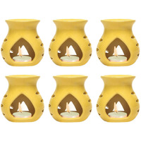 Mkd2 Rise Ceramic Clay Candle Aroma Oil Burner Diffuser Lamp -Set of 6 (Yellow) for Fragrance at Home, Office, Hotel
