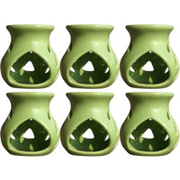 Mkd2 Rise Ceramic Candle Essential Oil Burner Diffuser Lamp -Set of 6 (Green) for Home Fragrance